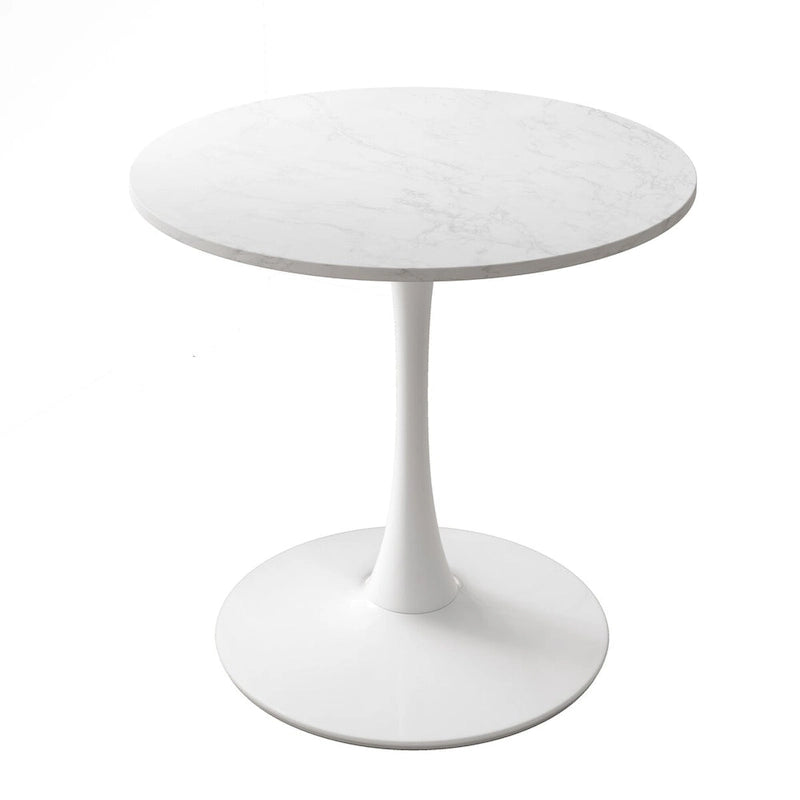 Table à manger ronde de 32 pouces avec plateau en MDF à imprimé marbre et base en métal