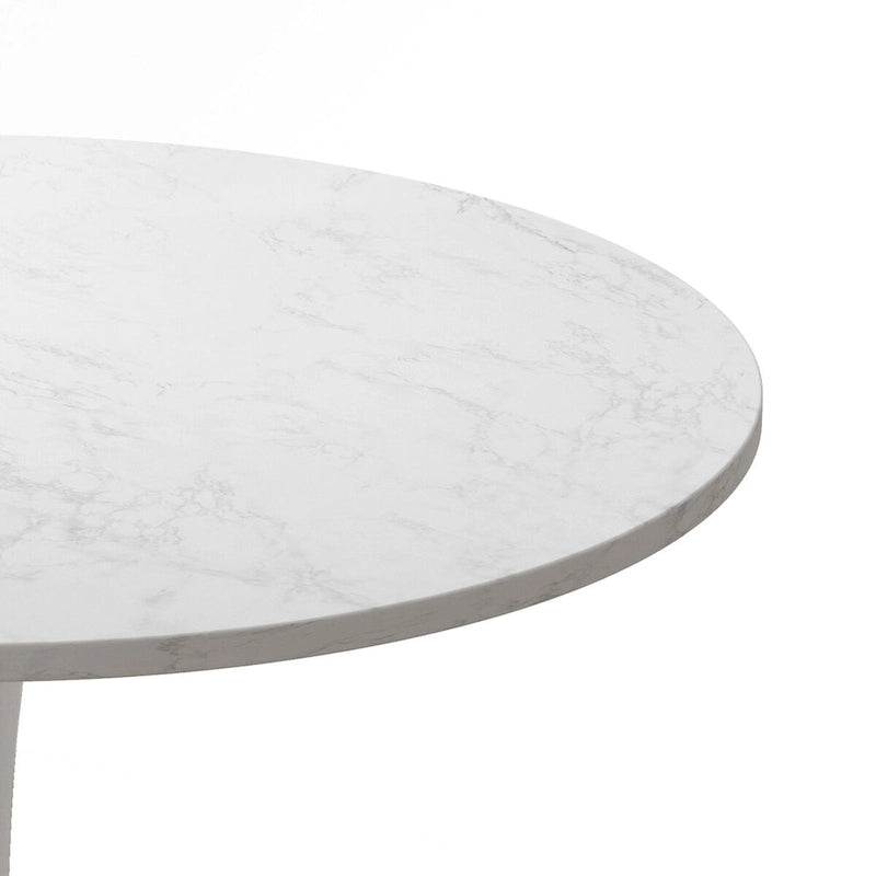 Table à manger ronde de 32 pouces avec plateau en MDF à imprimé marbre et base en métal
