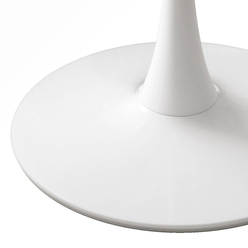 Table à manger ronde de 32 pouces avec plateau en MDF à imprimé marbre et base en métal