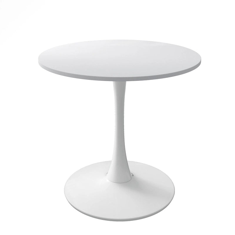Table à manger ronde de 32 pouces avec plateau en MDF à imprimé marbre et base en métal