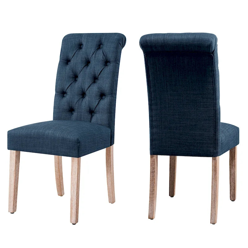 Lot de 2 chaises de salle à manger Parsons en lin capitonnées