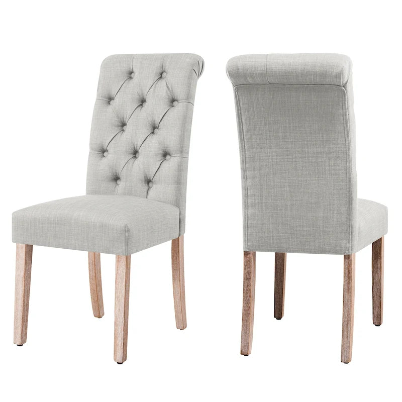 Lot de 2 chaises de salle à manger Parsons en lin capitonnées