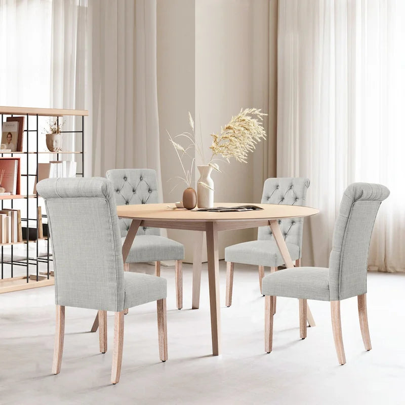 Lot de 2 chaises de salle à manger Parsons en lin capitonnées