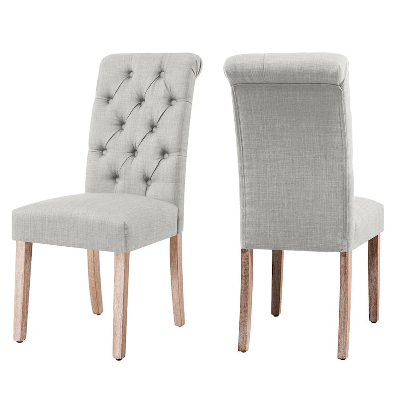 Lot de 2 chaises de salle à manger Parsons en lin capitonnées