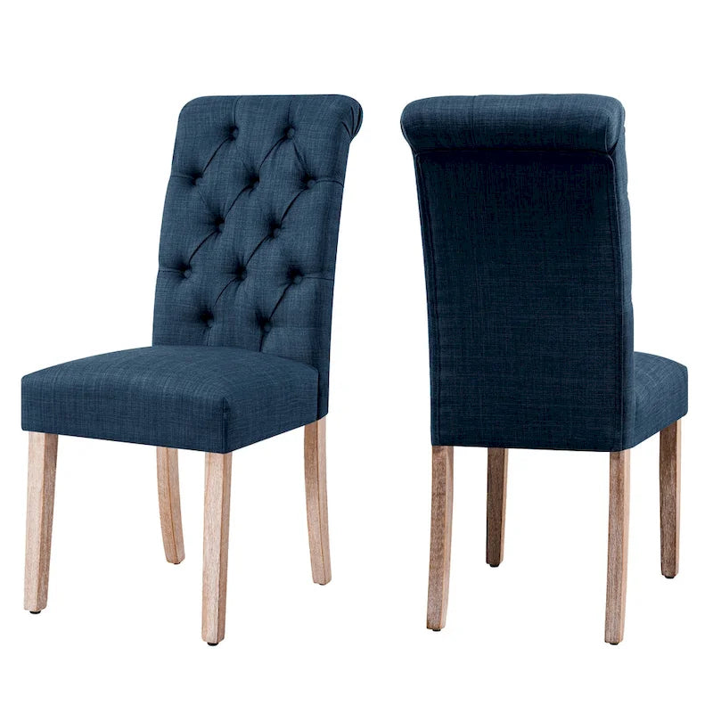 Lot de 2 chaises de salle à manger Parsons en lin capitonnées