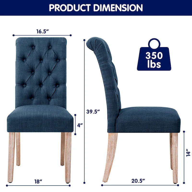 Lot de 2 chaises de salle à manger Parsons en lin capitonnées