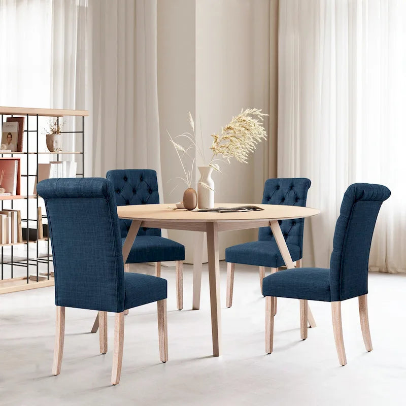 Lot de 2 chaises de salle à manger Parsons en lin capitonnées