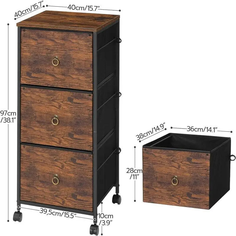 Classeur à 3 tiroirs - 15,7P x 15,7L x 38,1H
