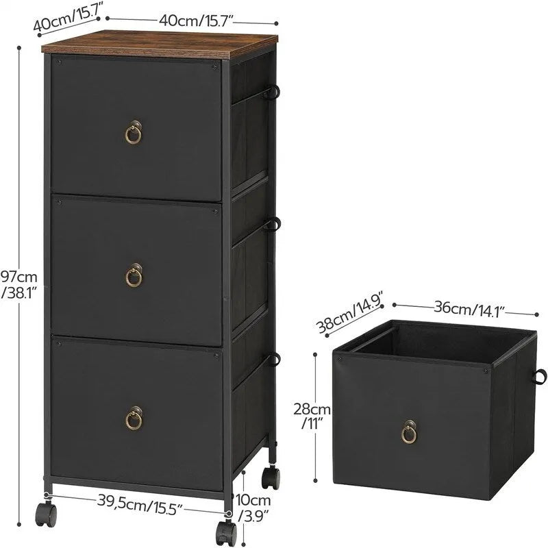Classeur à 3 tiroirs - 15,7P x 15,7L x 38,1H