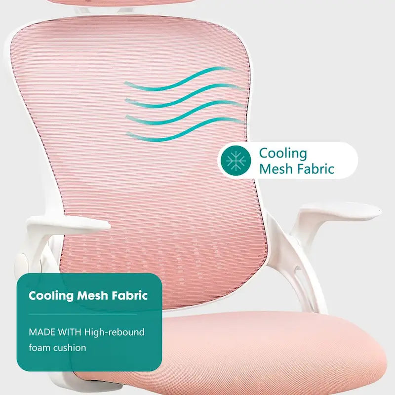 Fauteuil de bureau ergonomique à dossier haut en maille avec appui-tête réglable et roulettes