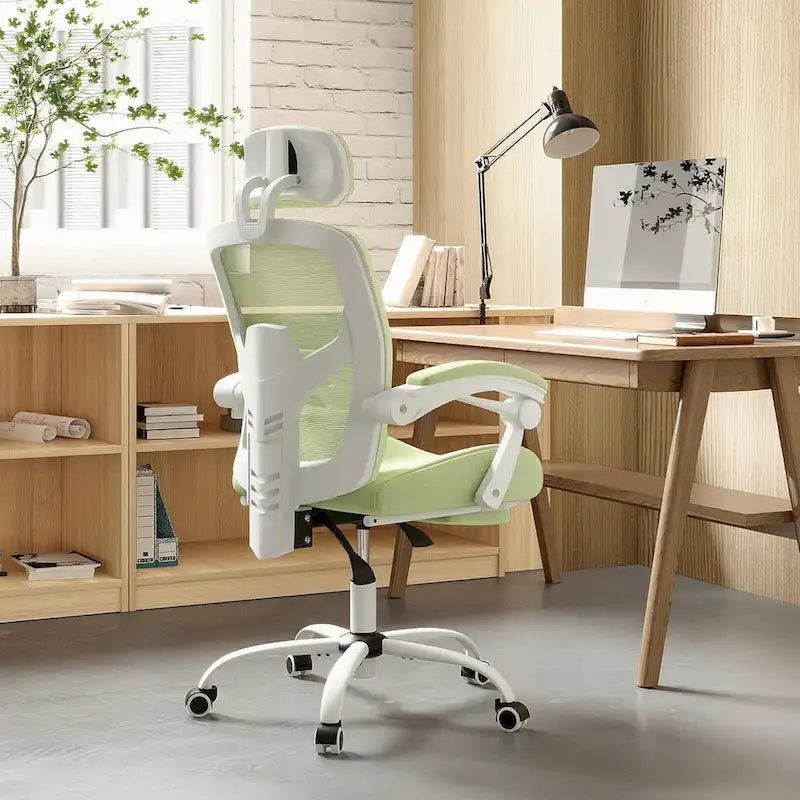 Fauteuil inclinable dossier haut en maille avec repose-pieds et appuie-tête réglable