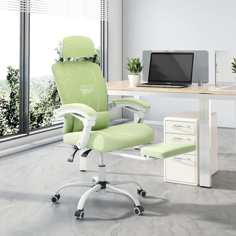 Fauteuil inclinable dossier haut en maille avec repose-pieds et appuie-tête réglable
