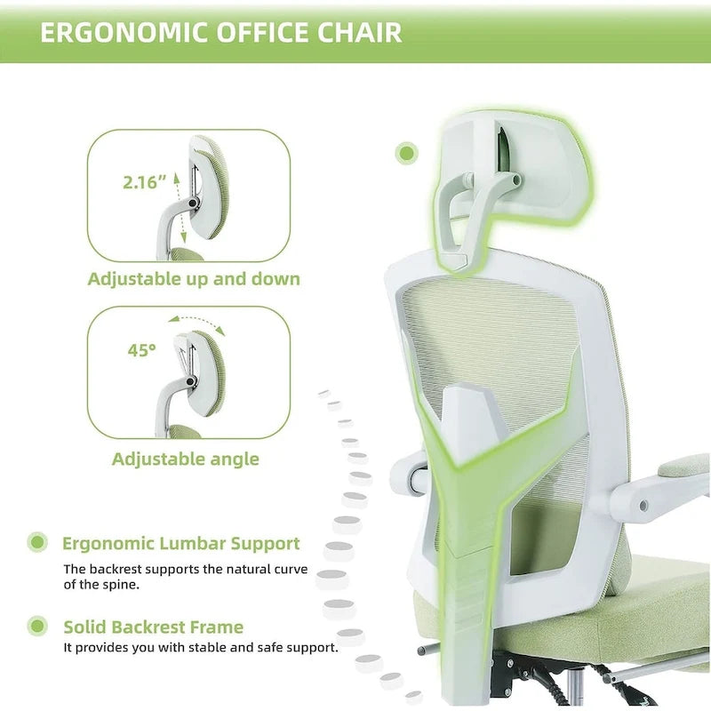 Fauteuil inclinable dossier haut en maille avec repose-pieds et appuie-tête réglable