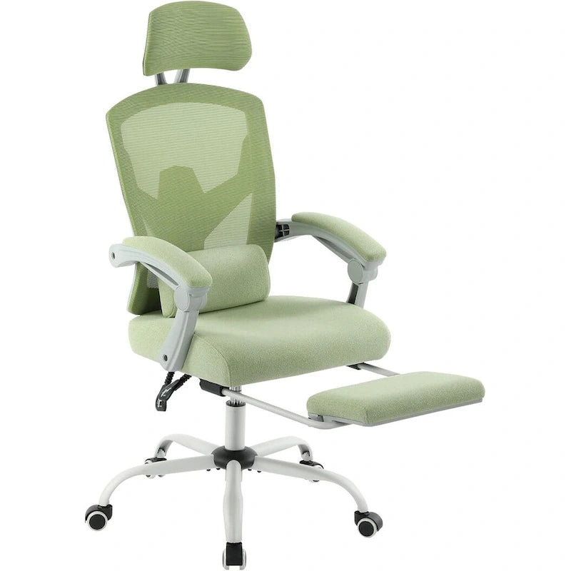 Fauteuil inclinable dossier haut en maille avec repose-pieds et appuie-tête réglable