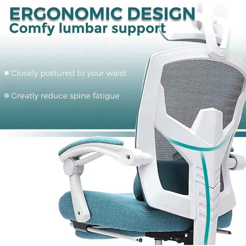 Fauteuil inclinable dossier haut en maille avec repose-pieds et appuie-tête réglable