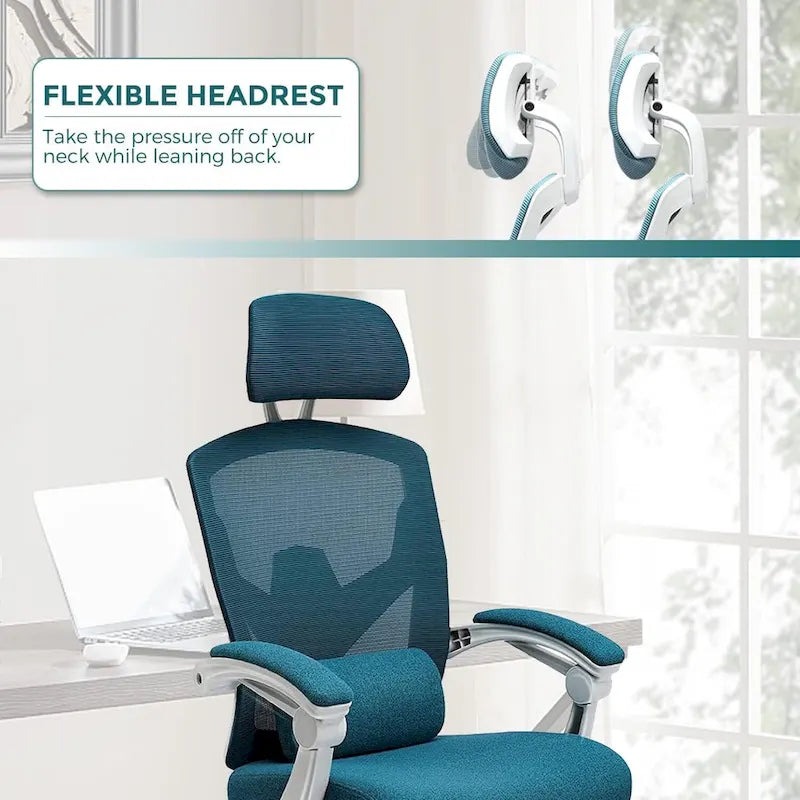 Fauteuil inclinable dossier haut en maille avec repose-pieds et appuie-tête réglable