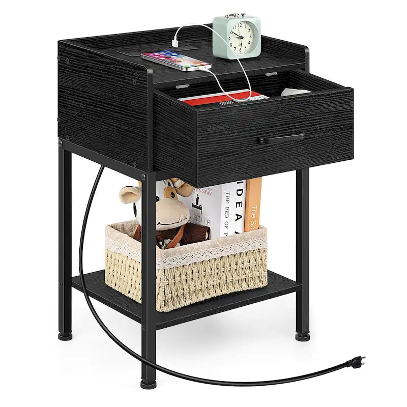 Table de chevet avec station de charge et ports USB