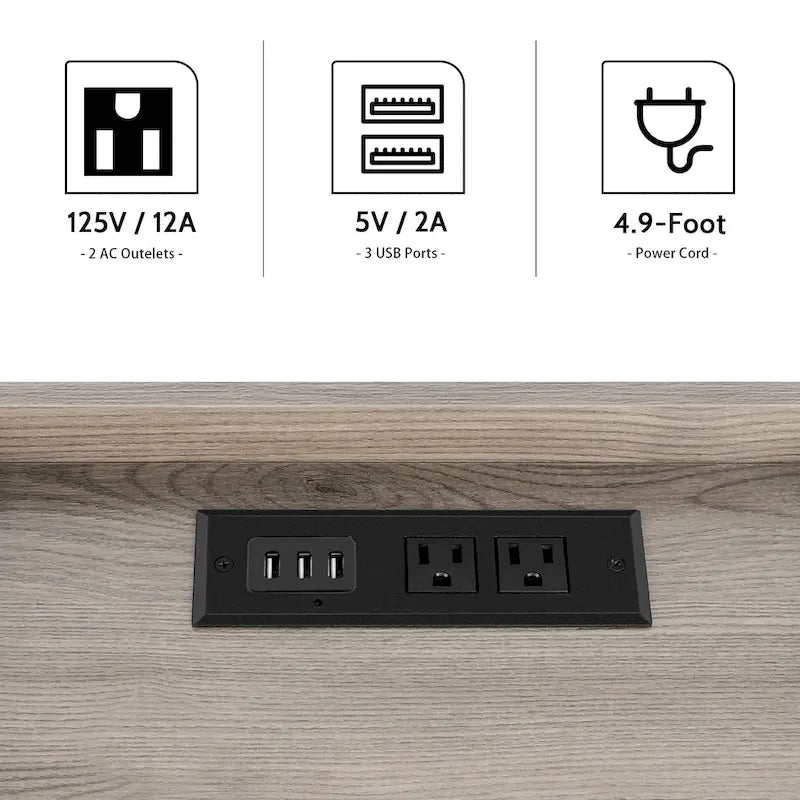 Table de chevet avec station de charge et ports USB