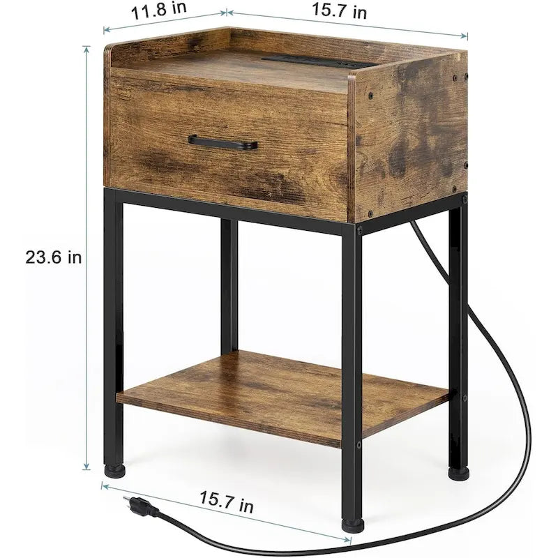 Table de chevet avec station de charge et ports USB