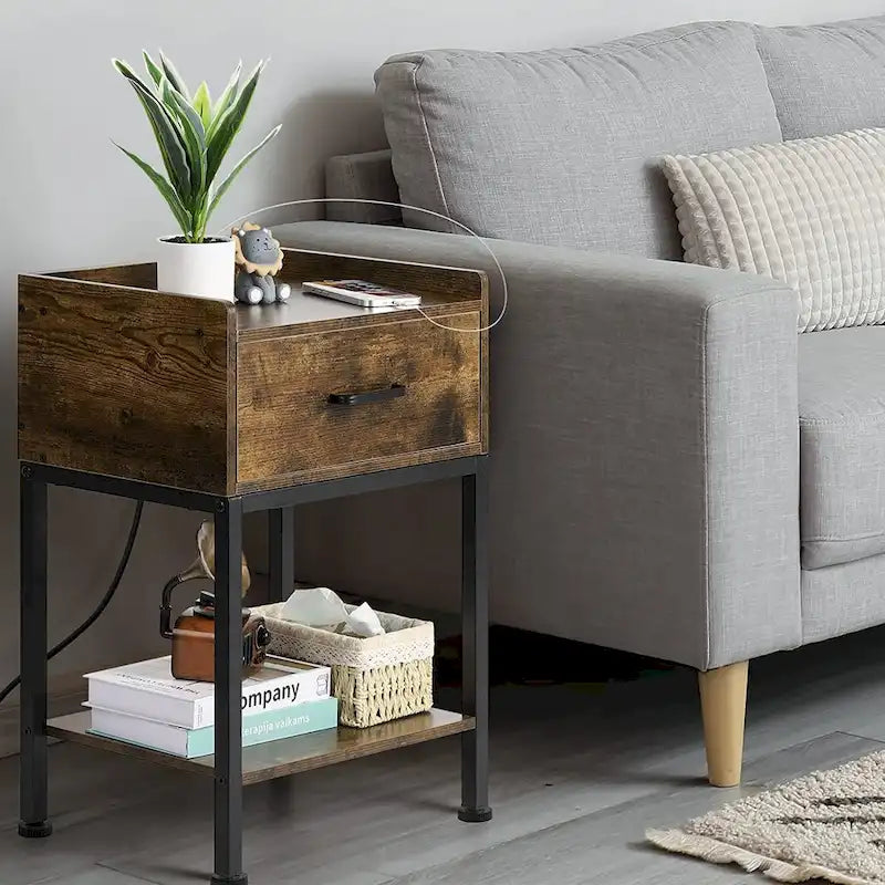 Table de chevet avec station de charge et ports USB