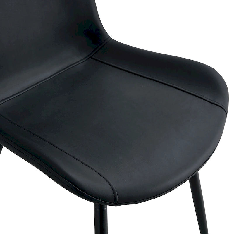 Chaise de salle à manger avec coussin de dossier en cuir artificiel, pieds en métal noir, coussin incurvé et élargi pour plus de confort (6 chaises)