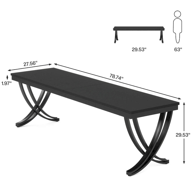 Bureau d'ordinateur de 78 pouces pour bureau à domicile, table d'écriture rectangulaire pour salle d'étude