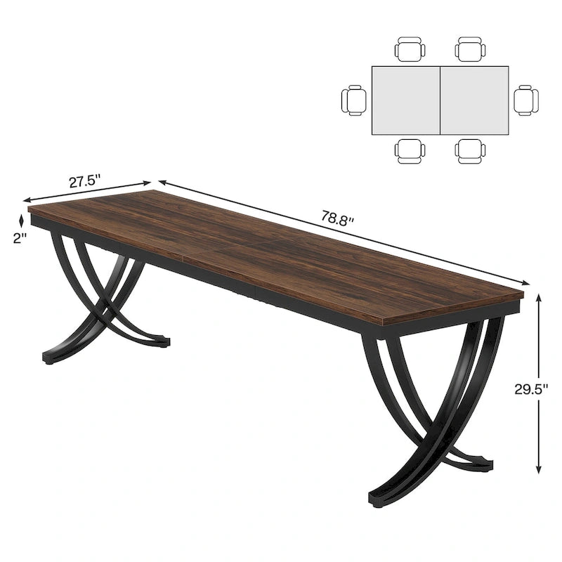 Bureau d'ordinateur de 78 pouces pour bureau à domicile, table d'écriture rectangulaire pour salle d'étude