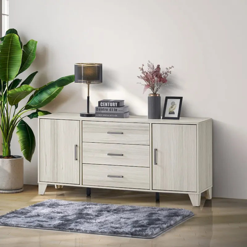 Buffet moderne avec 2 armoires et 3 tiroirs