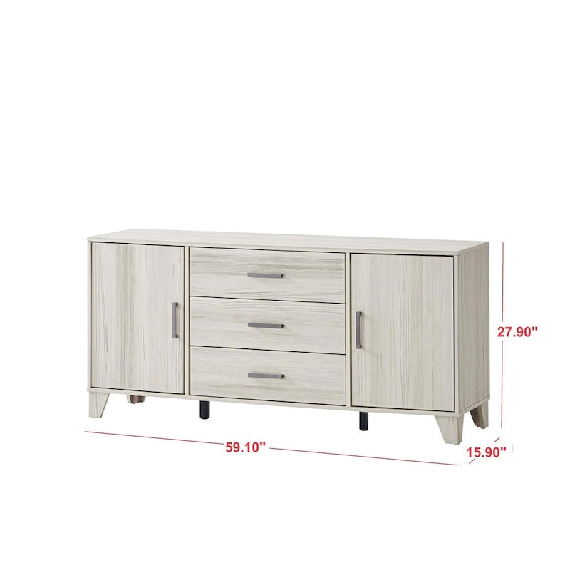 Buffet moderne avec 2 armoires et 3 tiroirs