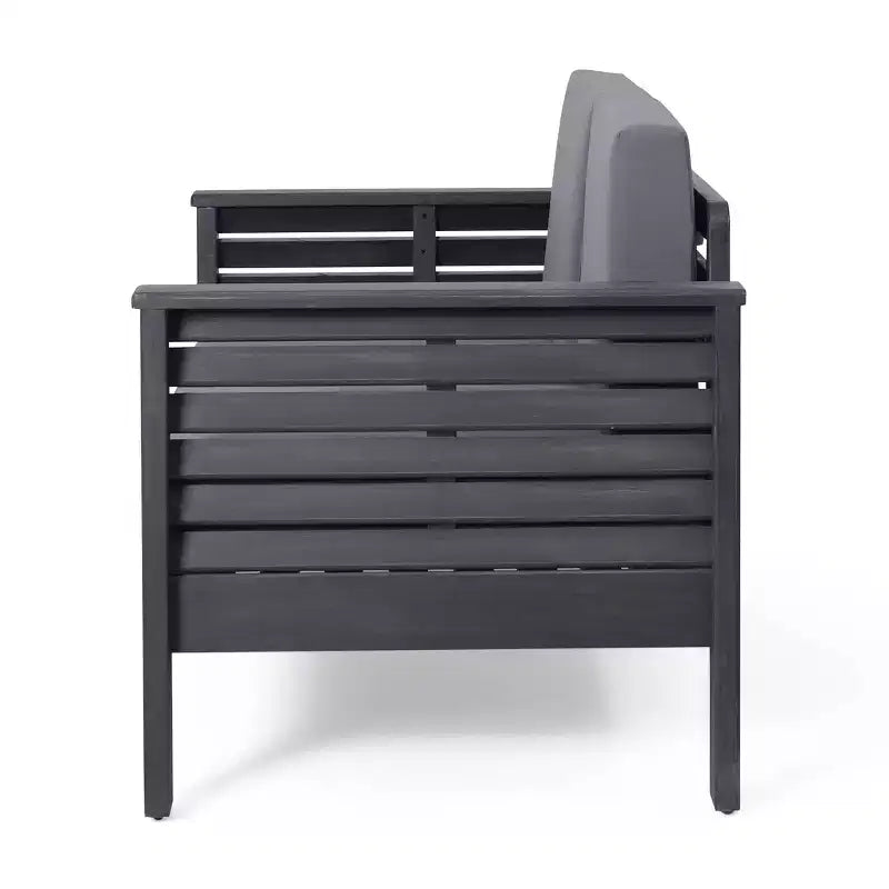 Christopher Knight 2pc Home Louver Outdoor Acacia Loveseat and Coffee Table Set with Cushions