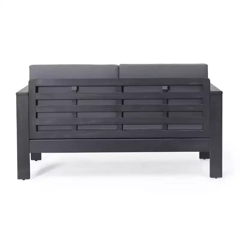 Christopher Knight 2pc Home Louver Outdoor Acacia Loveseat and Coffee Table Set with Cushions