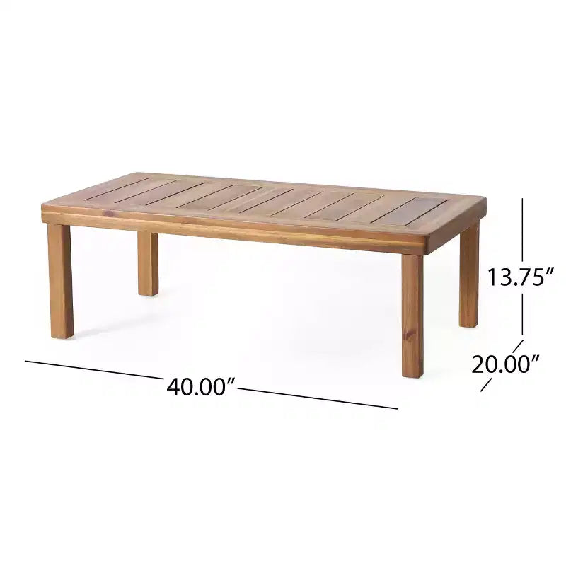 Christopher Knight 2pc Home Louver Outdoor Acacia Loveseat and Coffee Table Set with Cushions
