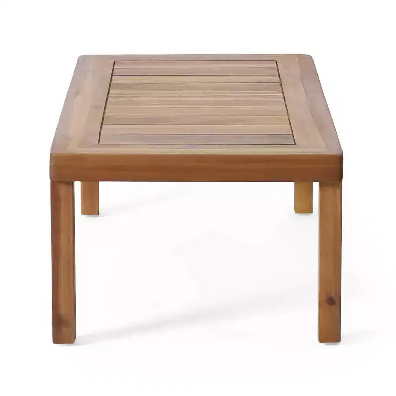Christopher Knight 2pc Home Louver Outdoor Acacia Loveseat and Coffee Table Set with Cushions