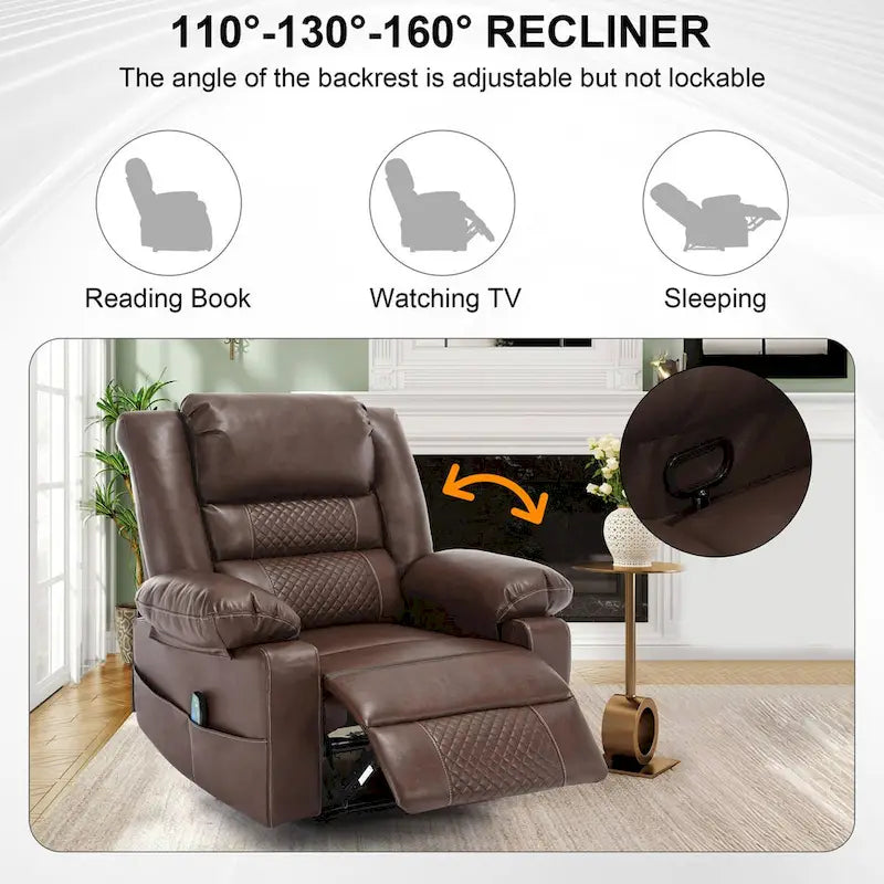 Fauteuil inclinable de massage en cuir respirant Canapé inclinable manuel pour salon