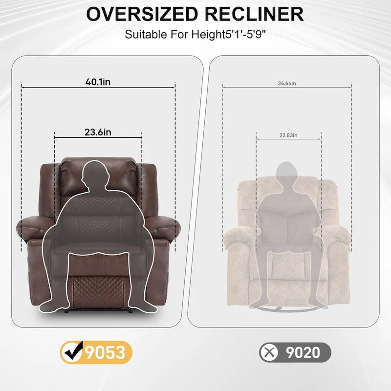 Fauteuil inclinable de massage en cuir respirant Canapé inclinable manuel pour salon