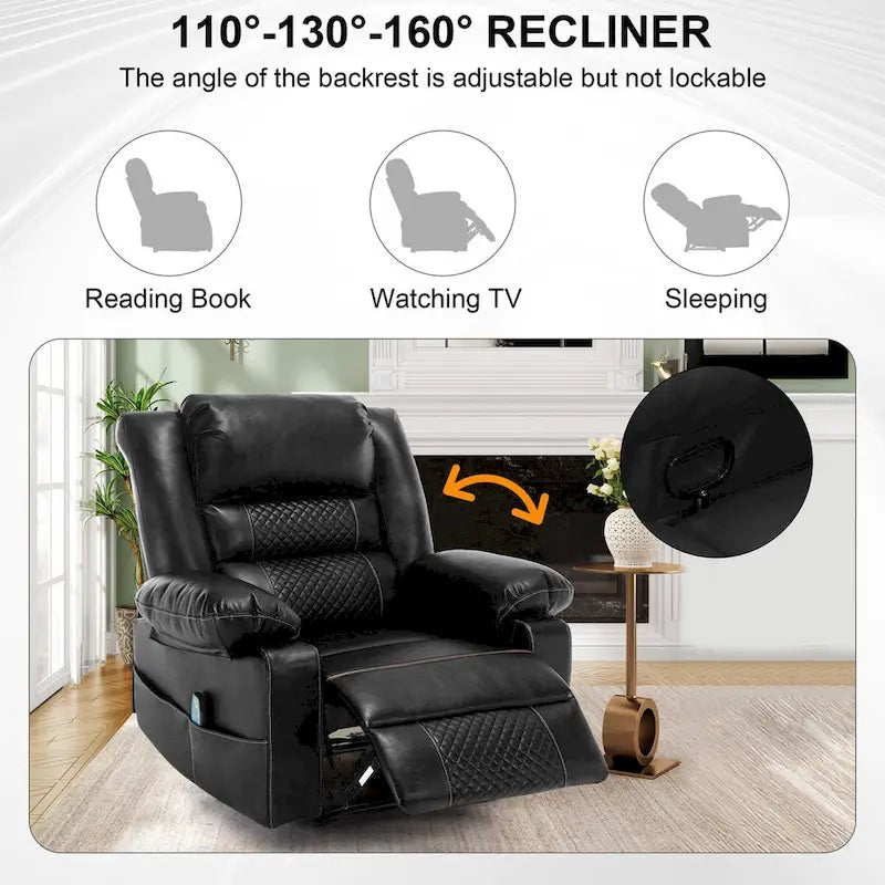 Fauteuil inclinable de massage en cuir respirant Canapé inclinable manuel pour salon