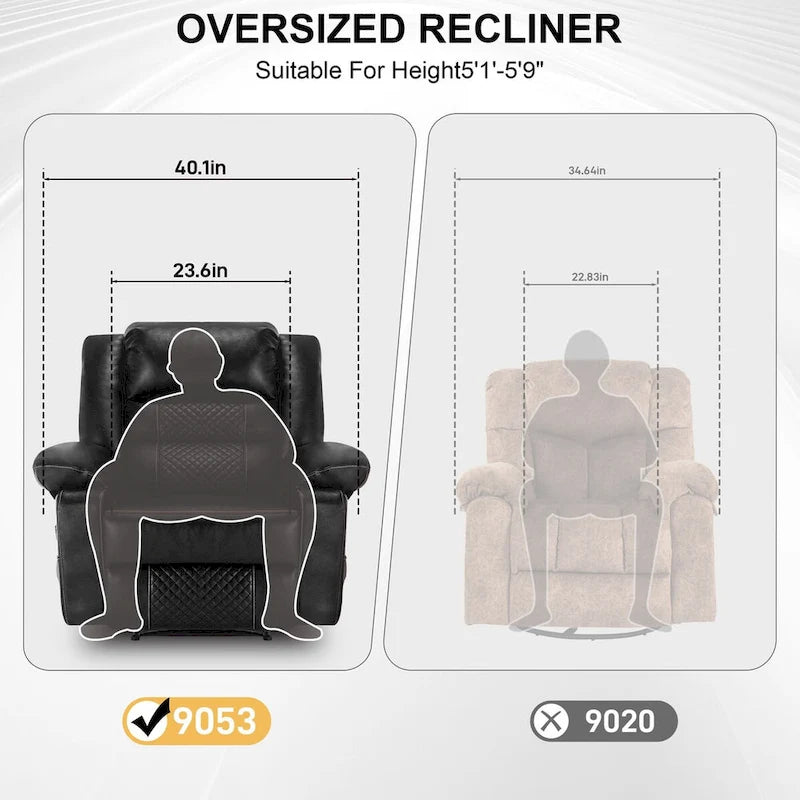 Fauteuil inclinable de massage en cuir respirant Canapé inclinable manuel pour salon