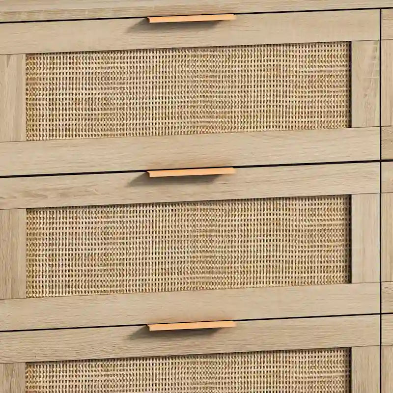 Meuble de rangement 6 tiroirs en rotin, 43 po, naturel