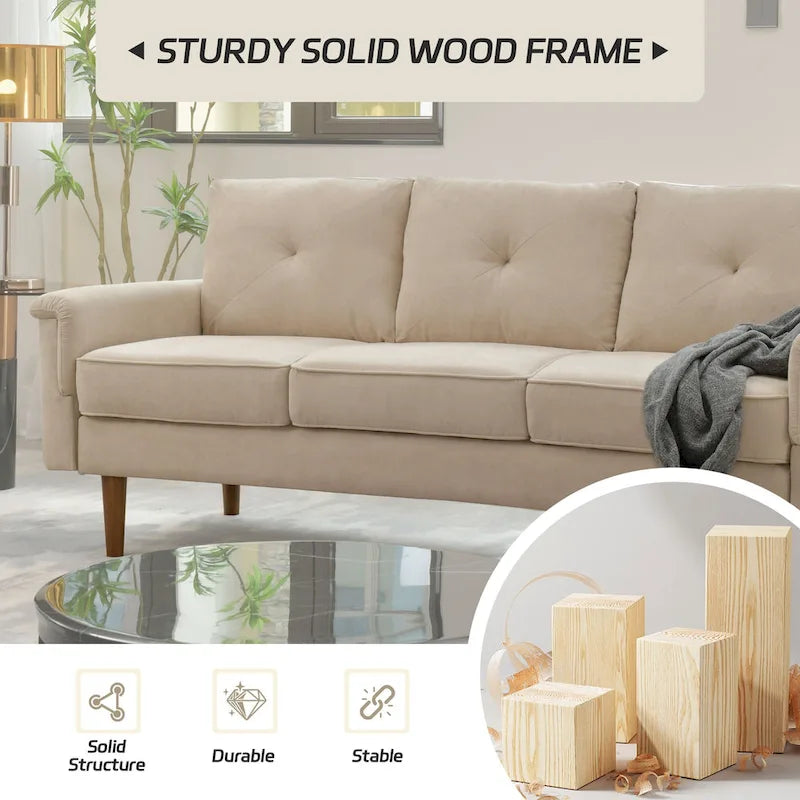 Canapé en tissu Mid-Century Modern avec pieds en bois