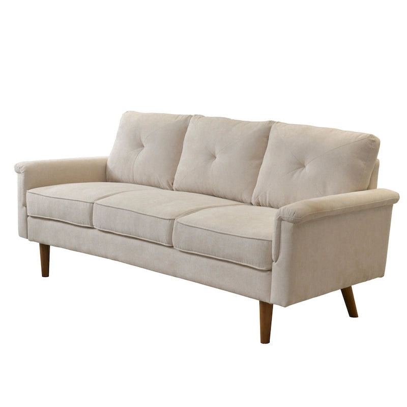Canapé en tissu Mid-Century Modern avec pieds en bois