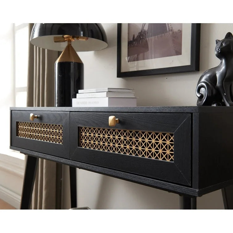 Console en bois à 2 tiroirs, 106,4 cm