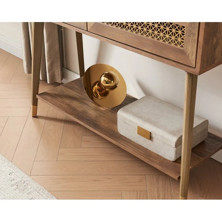 Console en bois à 2 tiroirs, 106,4 cm