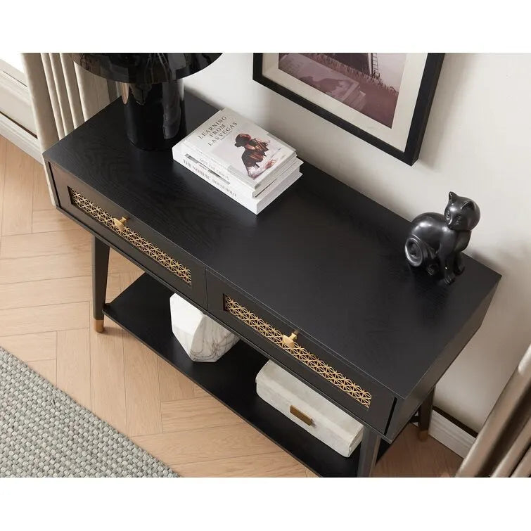 Console en bois à 2 tiroirs, 106,4 cm