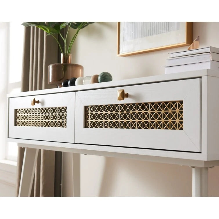 Console en bois à 2 tiroirs, 106,4 cm
