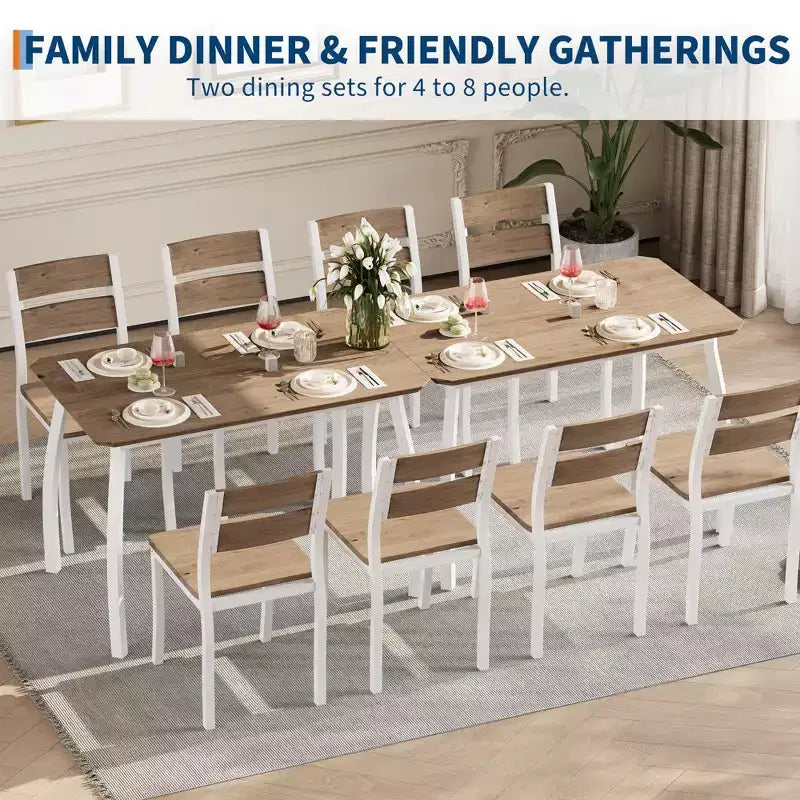 5 Piece Metal Frame Kitchen Table and Chair Set, with Chamfer Design